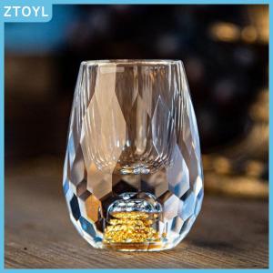 ZTOYL Luxury Crystal Glass Vodka Glass Sake Shochu Glass Bar Liqueur Double Bottom Gold Foil Glass Tea Cup High-end Gifts Hard Liquor