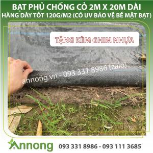 Bat Phủ Chống Cỏ Khổ 2m x 20m Dài (Hàng Tốt 120g/m2 - Tặng Kèm Ghim)