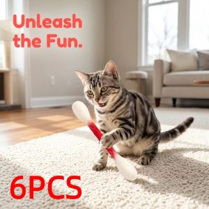 OUTOPEN 6Pcs Durable Cotton Swab Cat Toy Oversized Anti-Boredom Cat Accessories Cat Lovers Gift Lightweight Kitten Chew Toy Kitten Teething