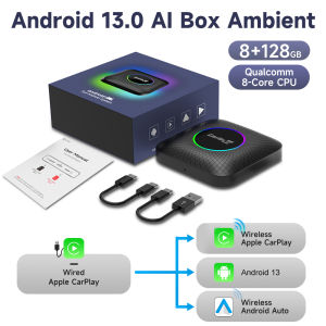 Carlinkit TBOX-LED Carplay Ai Box Wireless CarPlay Android Auto Adapter Android 13.0 Youtube Netflix Wifi SIM rangkaian 8 + 128G QCM6225