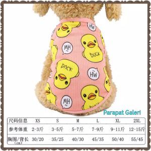 Baju Kucing & Anjing Import Bahan Mesh Motif Bebek Pink