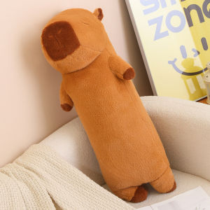 JOJO CASTLE Funny Lazy Lying Capybara Plush Throw Pillow Toy Simulation Cartoon Stuffed Animals Capybara Long Pillow Capybara Plushies Doll for Girls Boys Gifts
