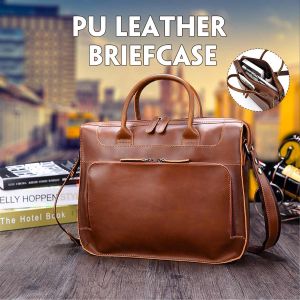 Túi Xách Đựng Tài Liệu Crazy Horse Cho Nam Túi Đựng Máy Tính Xách Tay Kiểu Cổ Điển Bằng Da Chống Nước Đeo Chéo Thường Ngày Phong Cách Doanh Nhân 14"