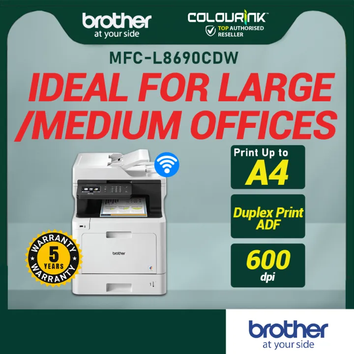 Brother MFC-L8690CDW A4 Colour Laser Printer Auto 2 Sided Duplex Print Scan Copy Fax Wi-Fi Mobile Print
