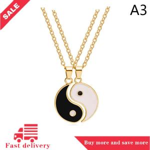 [COD] 2Pcs Tai Chi Yin Yang Couple Bracelets Necklaces Set Pendant Adjustable Braid Chain Bracelet Matching Lover Bracelets Choker
