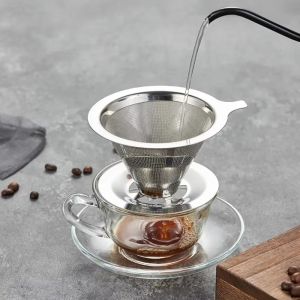 SIXIS Không dùng giấy. Phễu rót cà phê bằng thép không gỉ. Có chân đế Một lớp. Dụng cụ pha cà phê kiểu rót. 300 lưới Bộ lọc cà phê Dụng cụ làm bia tại nhà