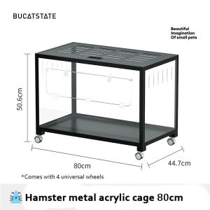 Bucatstate【80/100/120CM】Hamster Cage/Quail Cage/Small Animal/Double Door /with wheel