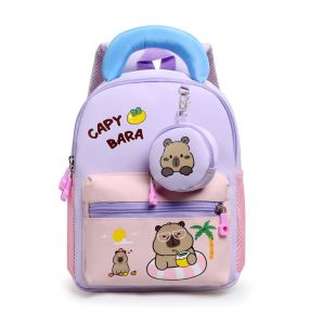 clu Capybara Cute Primary School Student Backpack Lightweight Large Capacity Children School Bag ulc