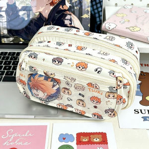 Cute Anime Haikyuu Transparent Pencil Bag Shoyo Hinata Oikawa Tooru Kozume Kenma Tobio Kageyama Zipper Pouch for Pencils Large Capacity Stationery Pouch birthday gift