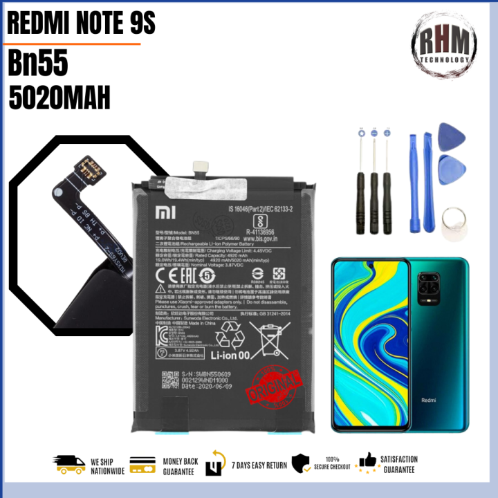 for Xiaomi Redmi Note 9s (Battery model: BN55 5020mAh) Original