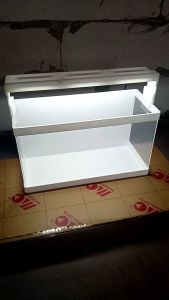 AQUARIUM AKRILIK/ACRYLIC TANK BENDING 35X15X20 CM - PLUS LAMPU LED CONNECTOR ADAPTOR 12V/2A - FREE PACKING BUBBLE/PALLET