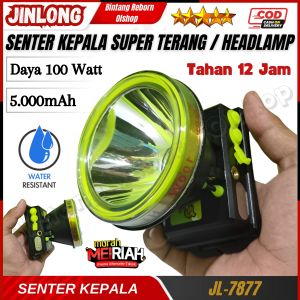 Senter Kepala Super Terang Jinlong JL-7877 HeadLamp 100 Watt Cahaya Putih Tahan Hingga 12 Jam / Senter Kepala 100 Watt Super Terang / HeadLamp Super Jumbo ~ BRO