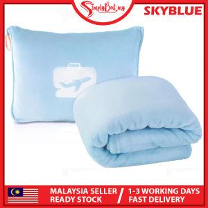 SIMPLYBEST 4 in 1 Travel Blanket and Pillow Soft Bag Pillowcase Hand Luggage Sleeve Backpack Headrest Airplane Bus Car