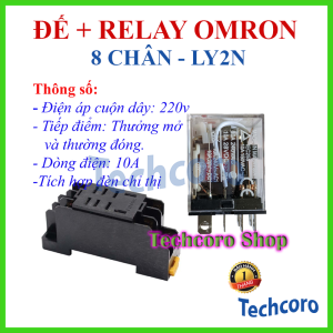 Bộ Rơ le trung gian Omron LY2N 220V 8 chân to Đế + Relay Omron 8 chân