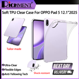 RICHMENT Transparent Silicone Soft TPU Case for OPPO Pad 5 12.1 Inch 2025 Anti-Drop Airbag Tablet Cover
