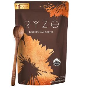 RYZE Mushroom Coffee USDA Organic Instant Coffee with 6 Adaptogenic Mushrooms + MCT Oil for Energy Focus Gut Health & Immunity (60 Servings)
