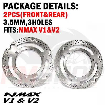 PMShop Nmax 155 Lighten Disc Brake Set For Nmax V2 Nmax V1 (Front and Rear) 3.5mm Nmax DiscPlate Original 2PCS