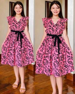 HEATHER KIDS POLKA FLORAL FASHIONABLE DRESS | FREESIZE FROM 8-13YEARS OLD