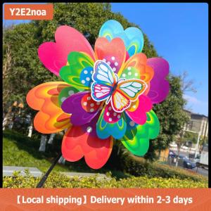 【Local shipping】 1Pc Sunflower Butterfly Windmill Pinwheel Colorful Sequins Windmill Carry Camping Picnic Home Garden Decoration