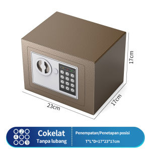 JT Kotak Uang Brankas Mini Brankas Mini Brankas Uang Brankas Besi Brankas Tahan Api kualitas terbaik password kode led elektrik aman simpan uang emas perhiasa--Opsi model lubang/biasa