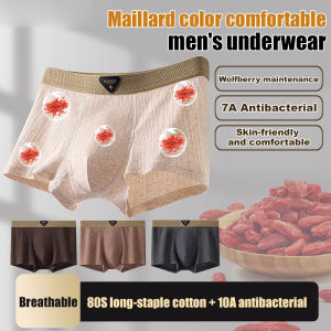 Mens Underwear 7A Antibacterial Crotch Autumn and Winter Comfortable Boxer Briefs Mid-Waist Maillard Color Texture Boxer Briefs