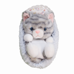 SKINJOY Sleeping Basket Black Cat Plush Toy Stuffed Animals Kawaii Plush Cat Doll Kitten Doll Furry Cat Table Doll Home Decor