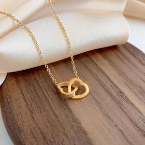 Kalung Titanium Wanita Double Love Anti Karat Anti Luntur