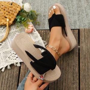 [Free Shipping] WomenS Slippers 2026 New Style Fashionable Small Size Height-Increasing Wedge Heel Strappy Sandals