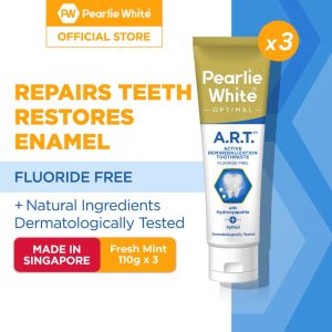 Pearlie White Optimal A.R.T. Active Remineralization Toothpaste 110g - Repairs Enamel No Fluoride SLS or Parabens [Bundle of 3]