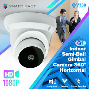V380 Q1 1080P Wifi IP Security Camera Dome 360° Horizontal 2MP CCTV Camera Connect Cellphone HD Night Vision Camera Static Rotation Anti Theft Detection Two-Way Audio Home Security CCTV Camera WIFI Connect