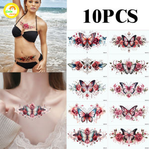 10 Buah/Set Tato Warna Temporer Tahan Lama Kupu Kupu Original Design Stiker Tato Tato Tangan Butterfly