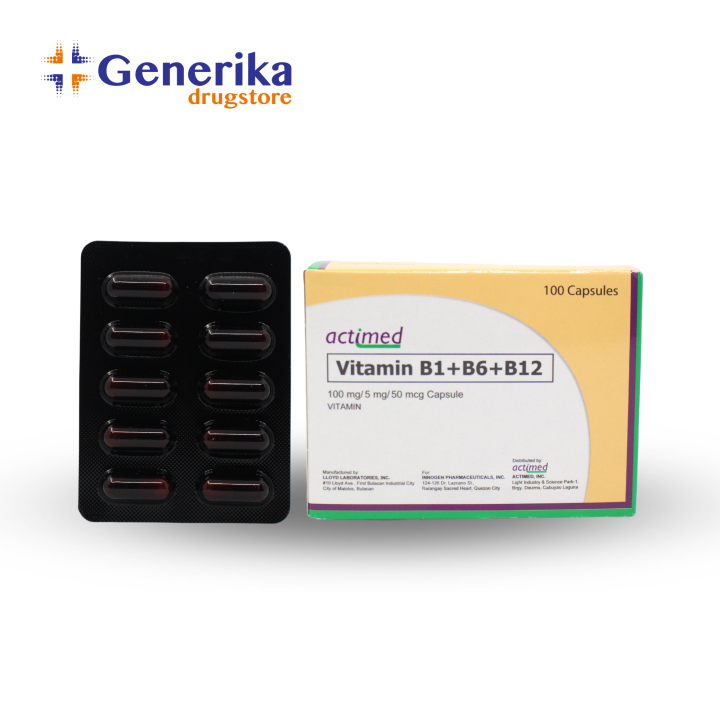 Actimed Vitamin B1 + B6 + B12 Capsule 100mg/5mg/50mcg Lazada PH