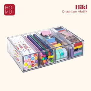 HOMU Hiki 4 Drawers Acrylic Organizer Kotak Penyimpanan Aksesoris Organizer Meja Kantor Rumah