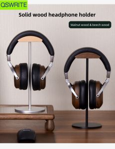 Walnut wood headphone holder minimalist earphone storage rack Solid wood headphone hanger earphone holder