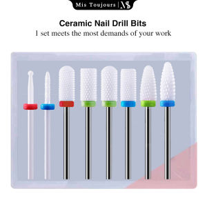 8PCS Ceramic Nail Drill Bits Set Manicure Pedicure Nail Grinding Tool for Nail Polish
