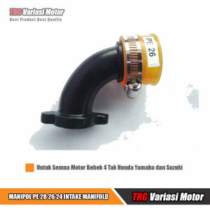 Manipol PE 28 26 24 Intake Manifold Karburator untuk Motor Bebek Honda Yamaha & Suzuki 4 Tak TRG