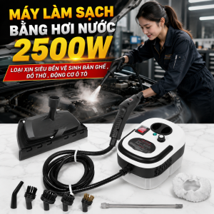 Máy Vệ Sinh Hơi Nước Cầm Tay 2500W Làm Sạch Dầu Mỡ Đồ Thờ Nhà Bếp Ô Tô Siêu Mạnh