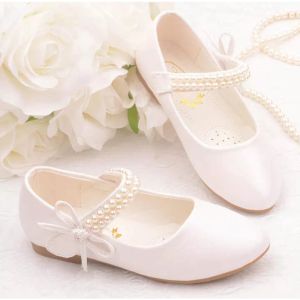 fashion anak perempuan flat shoes pita mutiara cantik/sepatu pesta anak perempuan kekinian