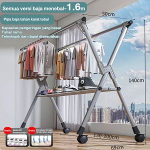 Jemuran Baju Dengan Rak Sepatu Stainless Steel Jemuran Pakaian Jemuran Hanger Portable