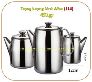 [LOẠI DÀY] CA ĐÁNH SỮA ẤM TRÀ CA ĐỰNG NƯỚC INOX BÓNG CAO CẤP (DÀY NẶNG TAY) - CÓ NẮP ĐẬY (1.4L 2.1L 3L)
