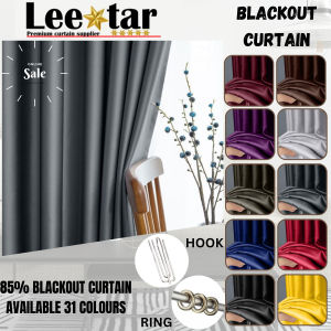 G12 Grey RING/HOOK Type Blackout Curtain | Thick and Beautiful Curtain for Window Sliding Door Living Room & Bedroom | Affordable Ready Made Langsir