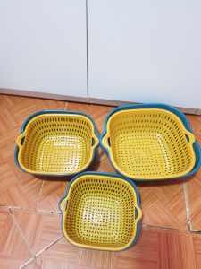 rổ nhựa đựng đồ có kèm chậucombo 3 chậu + 3 rổ 3 size đồ dùng nhà bêp