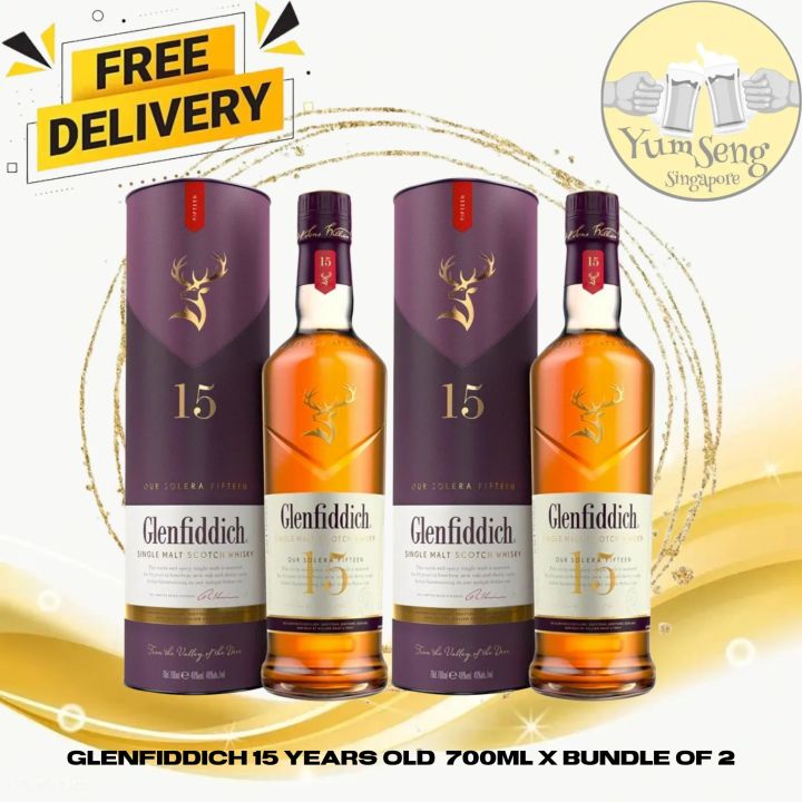 Glenfiddich 15 Years Old Single Malt Scotch Whisky 700ml (Bundle of 2)