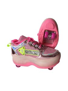 รองเท้าสเก็ต 4 ล้อ รองเท้าสเก็ตเด็กผู้ชาย เด็กผู้หญิงล้อพับได้ kids skate shoes roller skate shoes #W-0007