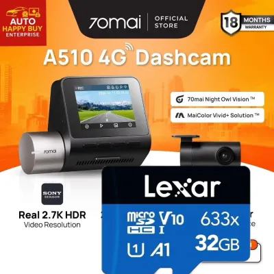 70mai A510 Dash Cam Dual Vision Car Recorder with GPS ADAS (Front & Rear)