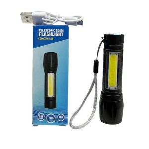 Senter USB COB Mini Usb Recharger Zoom LED Lampu Zoom untuk Camping Senter Mini