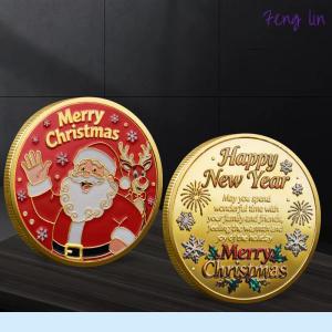 🔥🔥🔥fenglin Christmas Santa Claus Collection Commemorative Medal Souvenir Coin Home Decoration Gift
