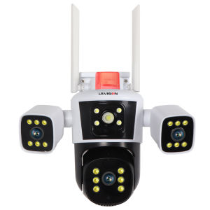 LS VISION 16MP 4-Lens 3-Screen Wifi Security Camera Three-way Video 10X Hybrid Optical Zoom PTZ Humanoid Tracking Home Security CCTV Camera IP66 Outdoor Waterproof Full Color Night Vision IP Camera