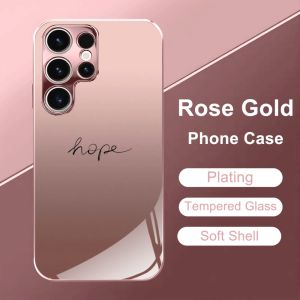 Hope the metal paint glass phone case is suitable for Samsung Galaxy S26 S25 S24 S23 S22 S20 FE/Ultra/Plus anti drop back cover