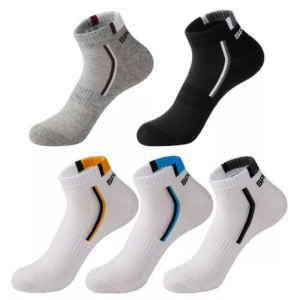 Kaos Kaki Sport Pendek 3 Pasang Pria Wanita Dewasa – Hitam Abu Putih Navy Motif Garis Sporty
